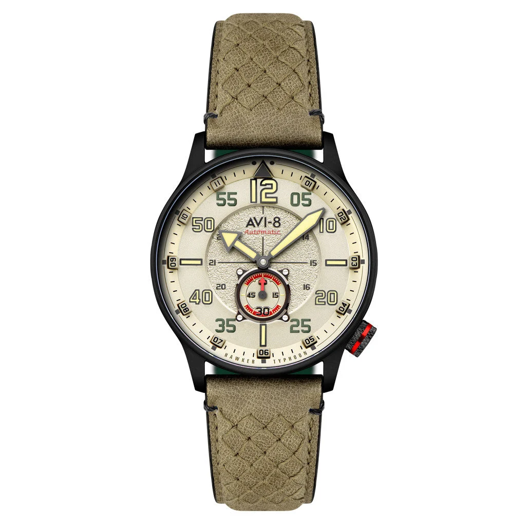 AVI-8 Hawker Typhoon Baldwin Automatic Dark Khaki Dial #AV-4119-04 kol saati