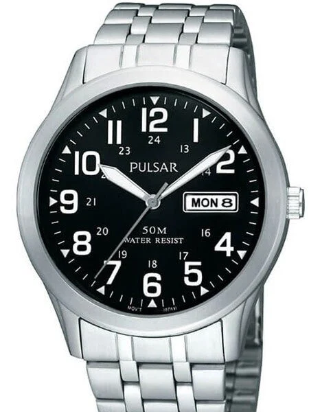 Pulsar Quartz Watch with 38mm Case, Black Dial #PXN181X 38 mm kol saati