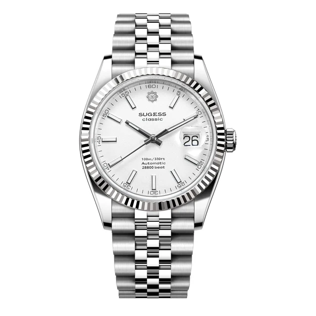 Sugess Automatic Classic S448 White Dial Fluted Bezel Jubilee Bracelet ST2130 automatic-cl