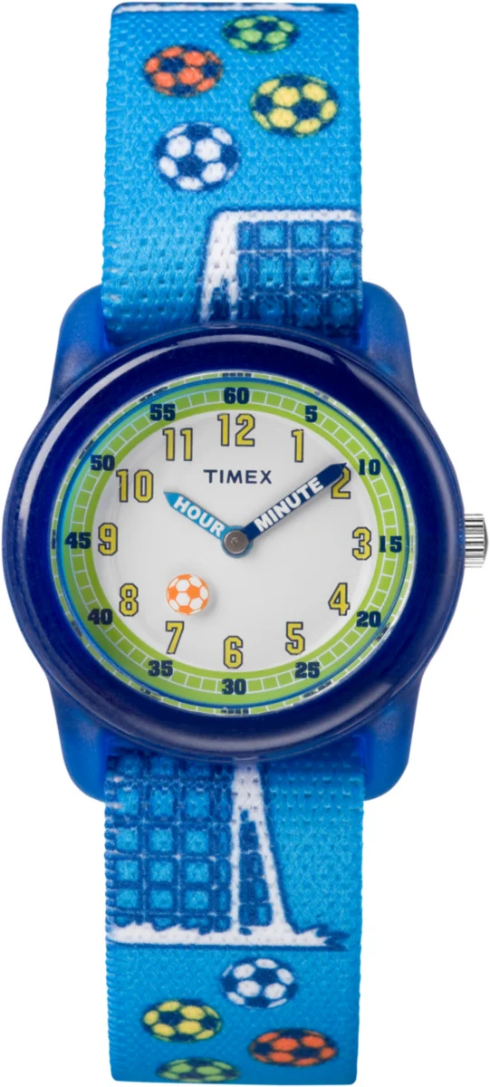 Timex TIME MACHINES® 29mm Blue Soccer Elastic Fabric Kids Watch TW7C16500 29 mm kol saati