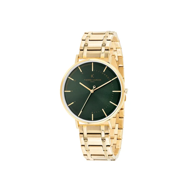 BONNE NOUVELLE MENS Bonne Nouvelle Gold Watch with Green Dial and Metal Links Strap CBN.30