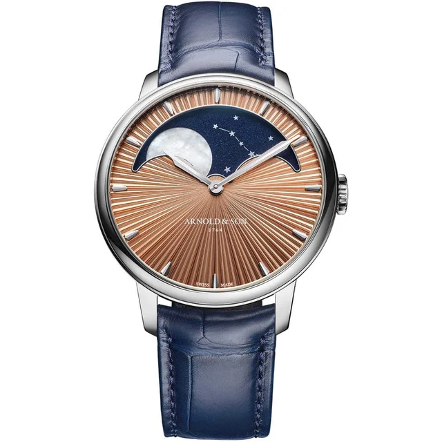 Arnold & Son Perpetual Moon 41.5 Platinum Salmon Celestial Rays 1GLBX.P01A.C200W kol saati