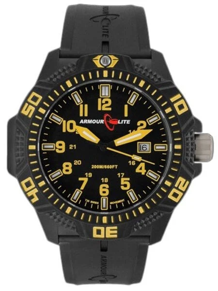 Armourlite Caliber Series Black Dial Watch with Tritium Illumination and Sapphire Crystal #AL614 47 mm kol saati