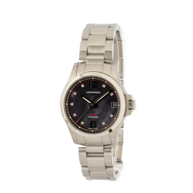 Longines Conquest V.H.P. Black Mother of Pearl Diamond Dial L3.316.4.88.6 kol saati