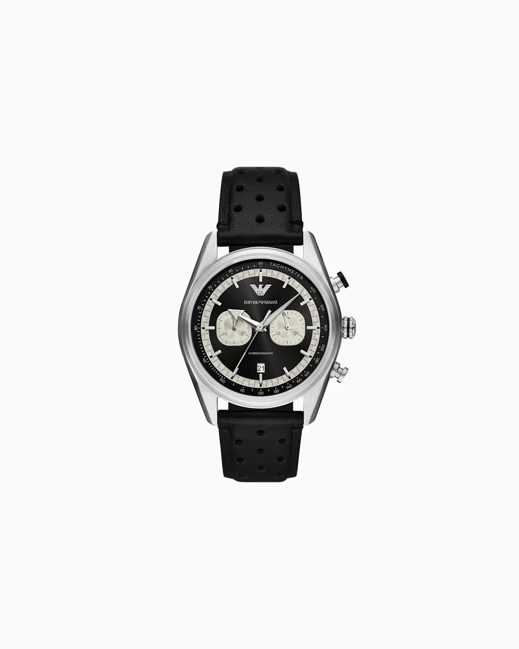 Emporio Armani Chronograph Black Leather Watch AR11635 42 mm kol saati