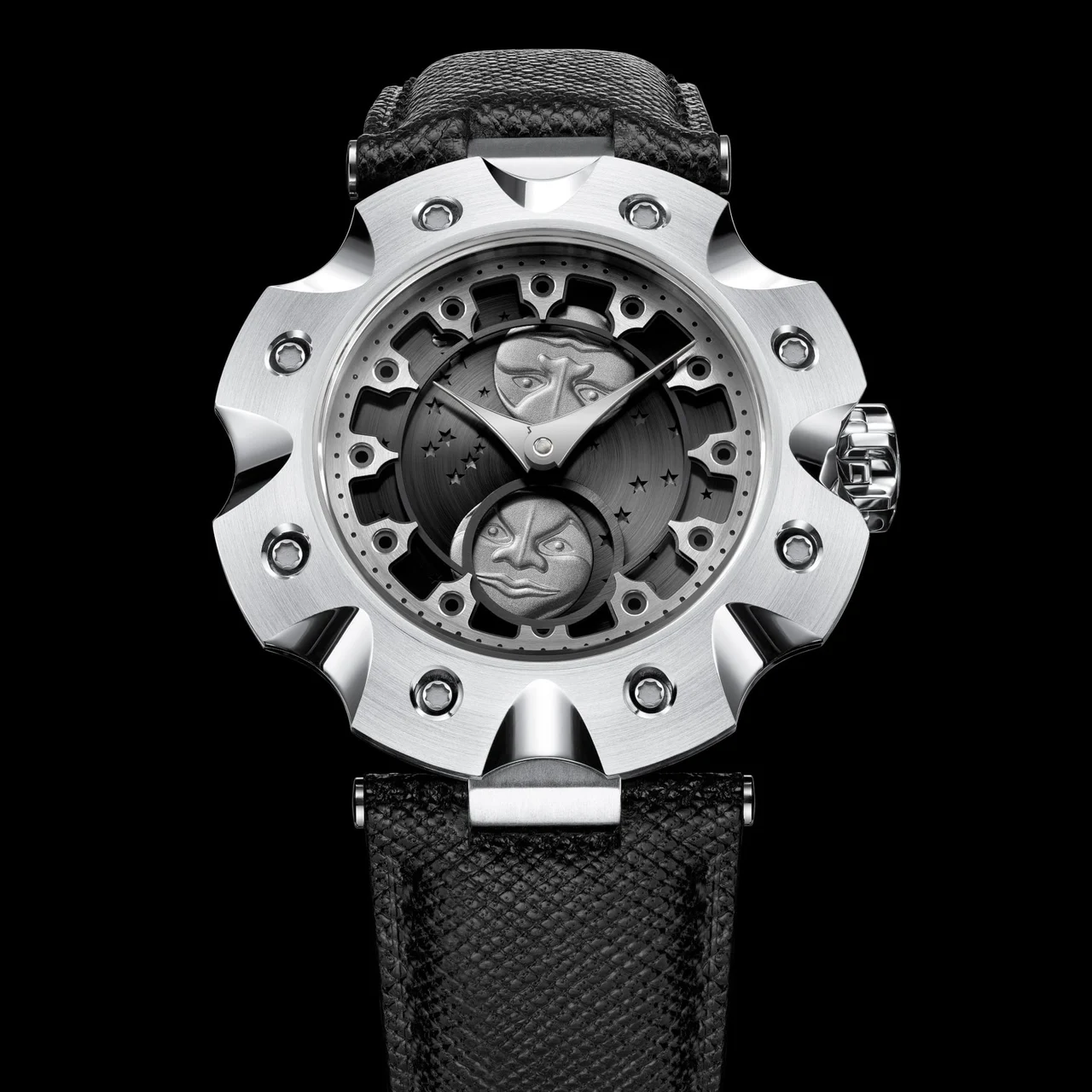 Sarpaneva Supernova Moonphase Grey with White Gold Moons supernova-moonphase-grey-white-gold kol saati