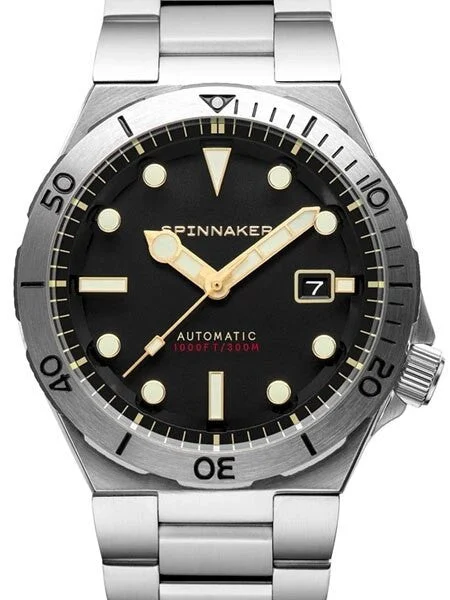 Spinnaker Boettger 300 Meter Hi-Beat Automatic Dive Watch with Stainless Steel Unique Blac