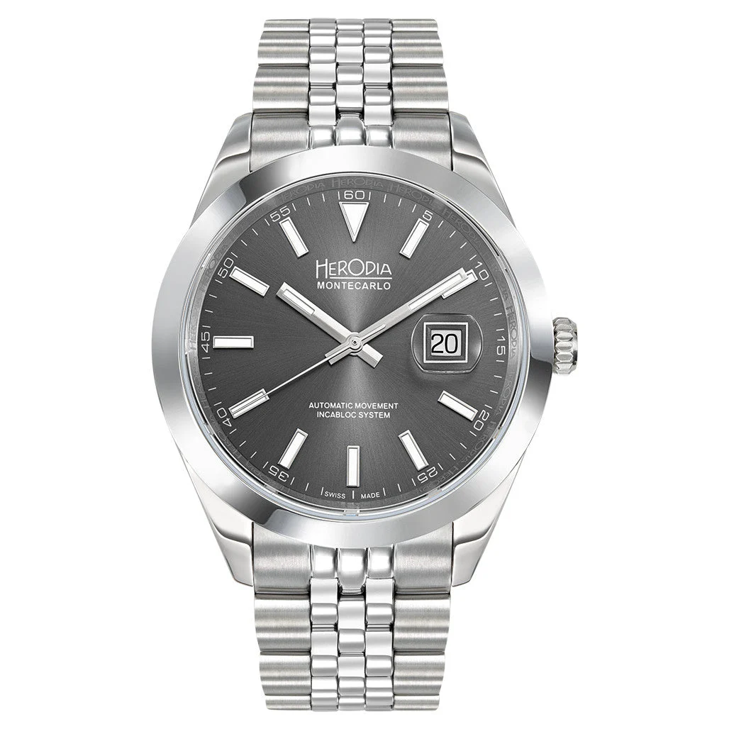 Herodia Monte Carlo Swiss Watch with Sunburst Anthracite Dial #HMONSDEG.AC kol saati