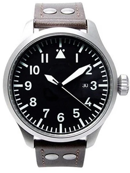 Aristo Swiss Automatic Pilot's Watch with XL Flieger Crown 3H109 47 mm kol saati