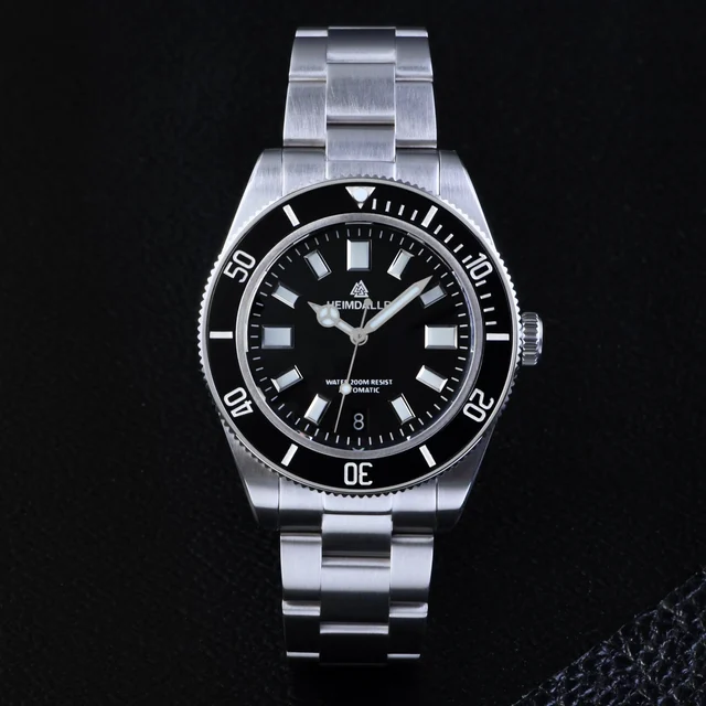 Heimdallr Automatic Dive Watch H28 海米德H28-方块钉-奔驰针-黑面钢带 615 kol saati