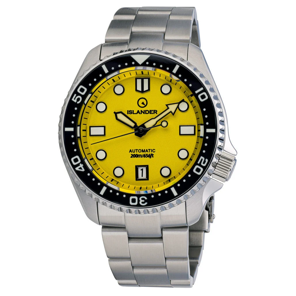 Islander Scratch and Dent - Automatic Dive Watch with AR Sapphire Crystal, and Luminous Ceramic Bezel Insert #ISL-08 SND955 46 mm kol saati