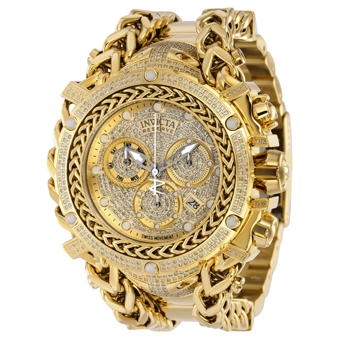 Invicta Reserve Gladiator 2.92 Carat Diamond Swiss Ronda Z60 Caliber Watch - 58.3mm, Gold (37344) kol saati