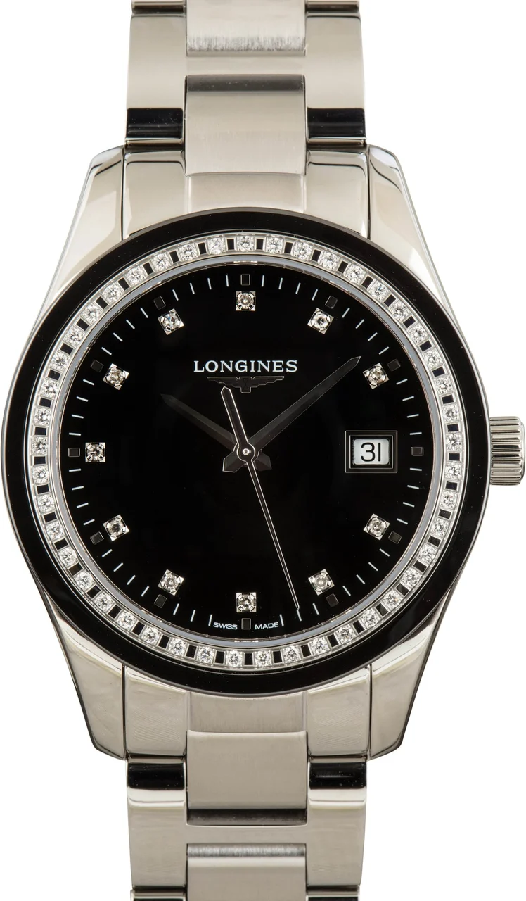 Longines Conquest Classic Black Diamond Dial L2.387.0.57.6 36 mm kol saati