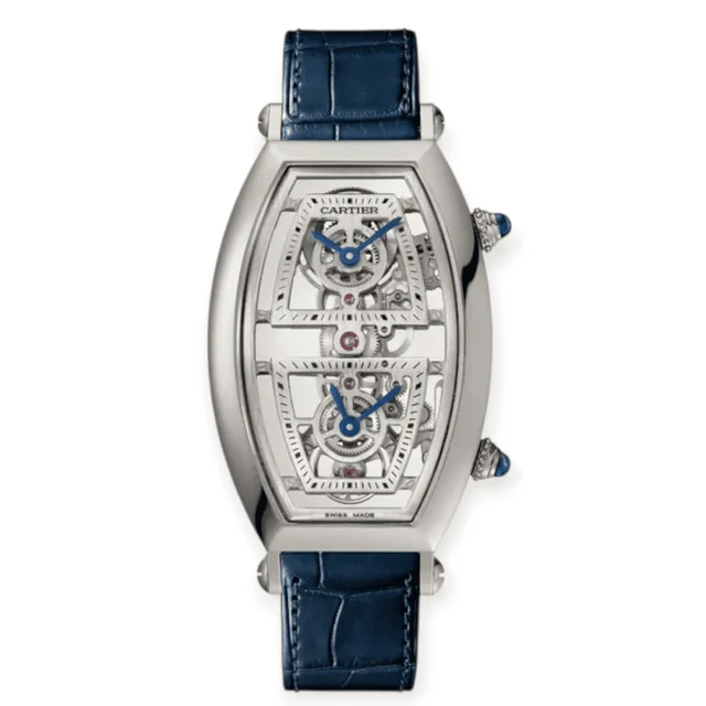 Cartier Tonneau Skeleton Dial Time XL Platinum Wat Pre-Owned Cartier Tonneau Skeleton Dial