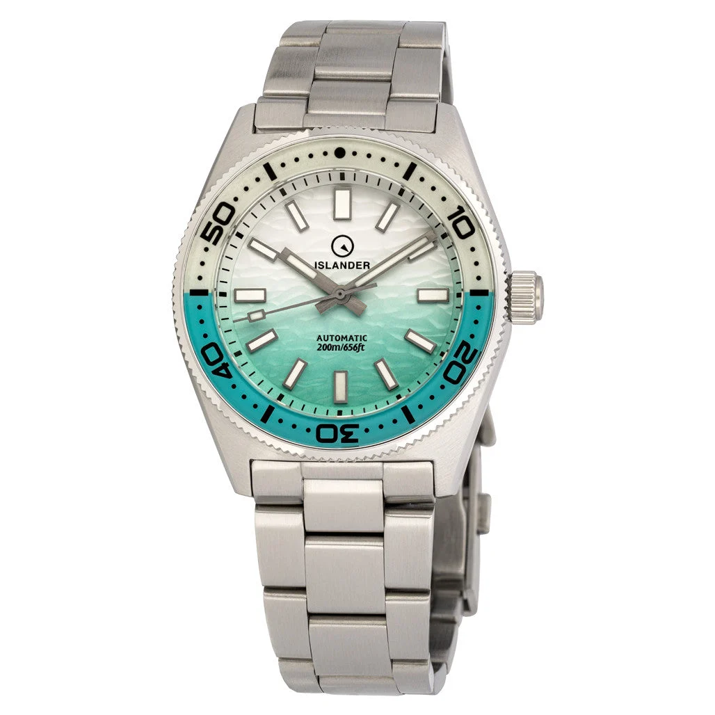Islander Northport 37mm Automatic Watch with Seafoam Green and White Ripple Dial #ISL-292 37 mm kol saati