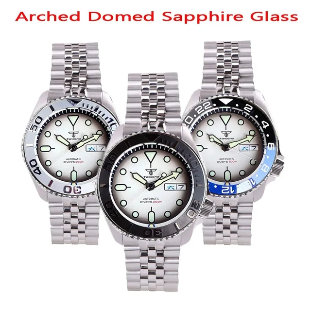 Tandorio Domed Sapphire SKX Mod NH36 Movt Ceramic 41mm 200m Diver TD211 14:100005979#silve