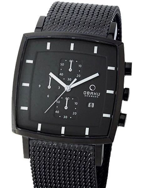 Obaku Harmony Charcoal Dial, Black Case, Quartz Chronograph Watch #V134GBBMB2 kol saati