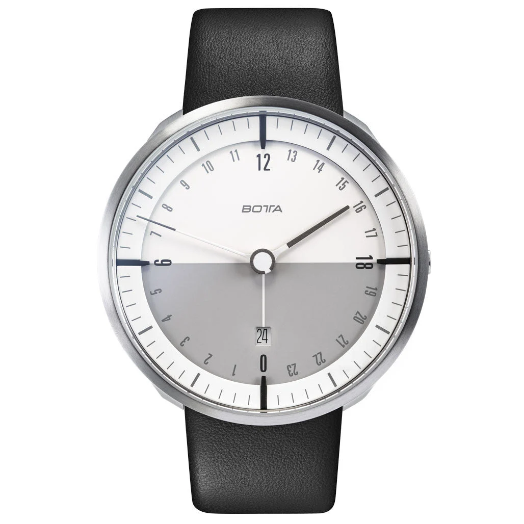 Botta TRES 24 Three Hand 24-Hour Swiss Quartz Watch with a 45mm Titanium Case #681910 45 mm kol saati