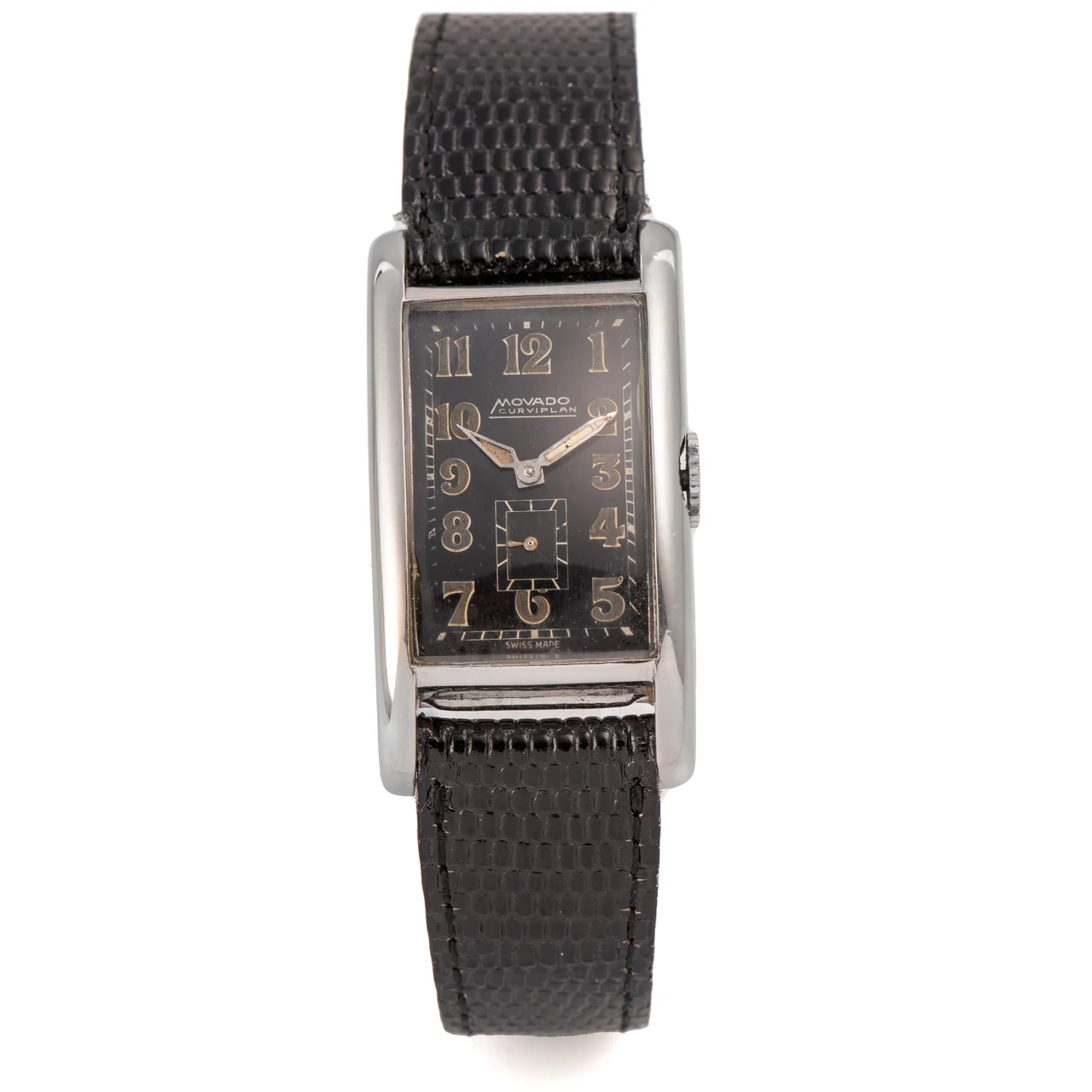 Movado Curviplan, Black Dial, Stainless Steel 11804 kol saati