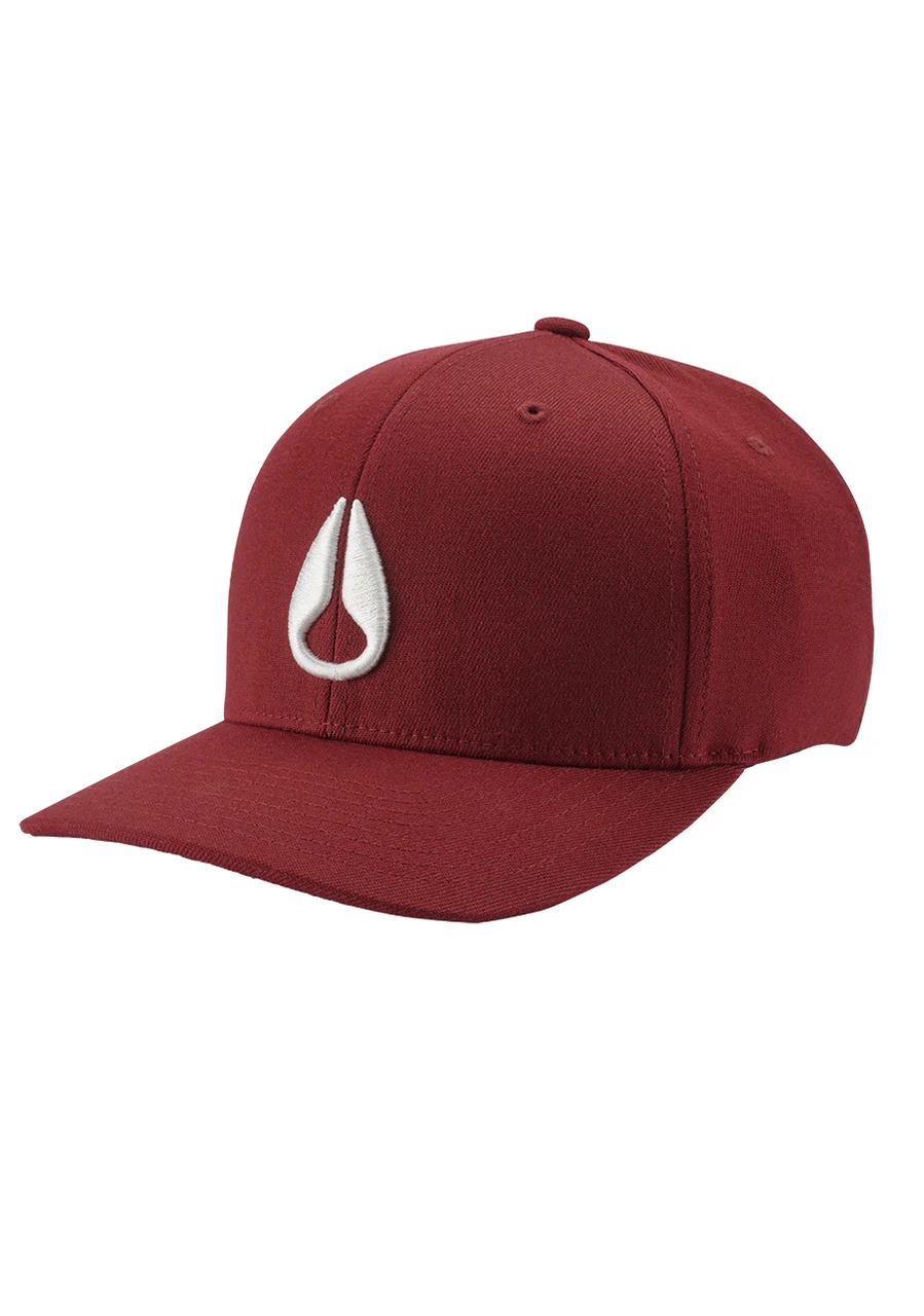 Nixon US Deep Down Flexfit Athletic Fit Hat - Burgundy / White C1075-1966-22 kol saati