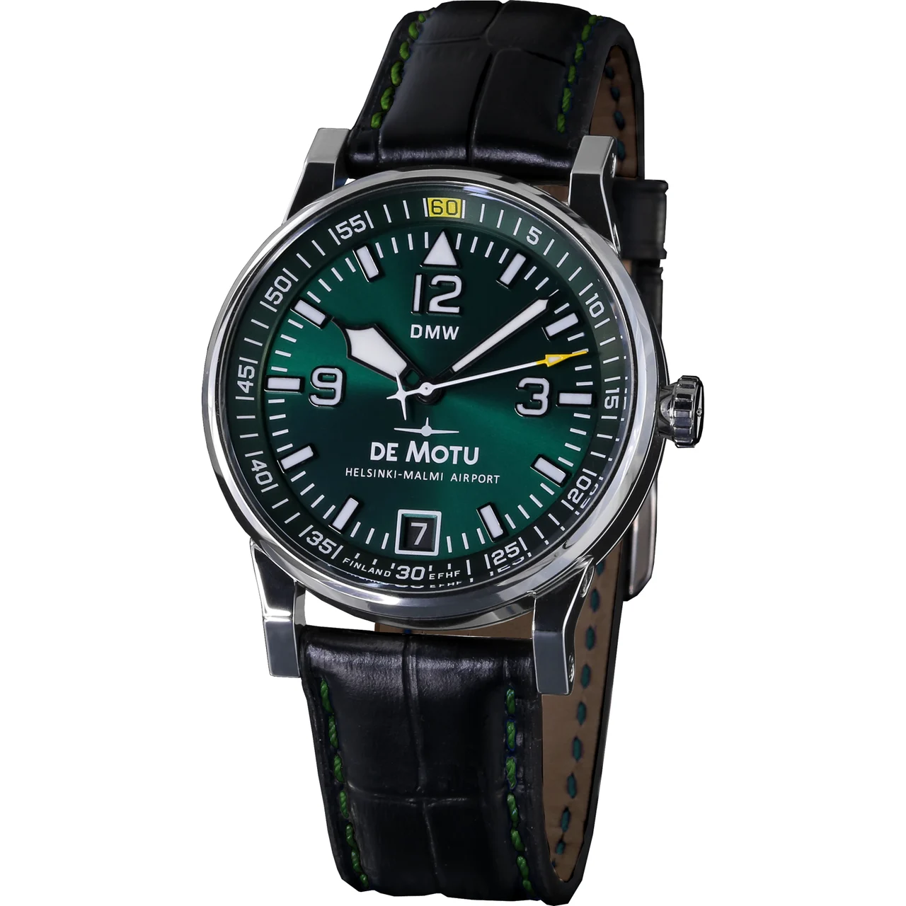 Demotu DMW Mk I Green Polished Steel 42 mm kol saati