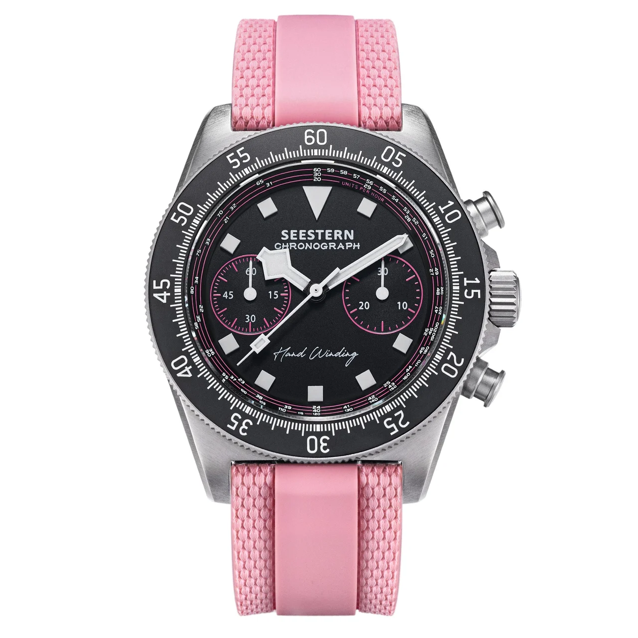 Sugess Seestern Chrono S443 Chronograph Pink ST19 Movement Lumed 41 mm kol saati