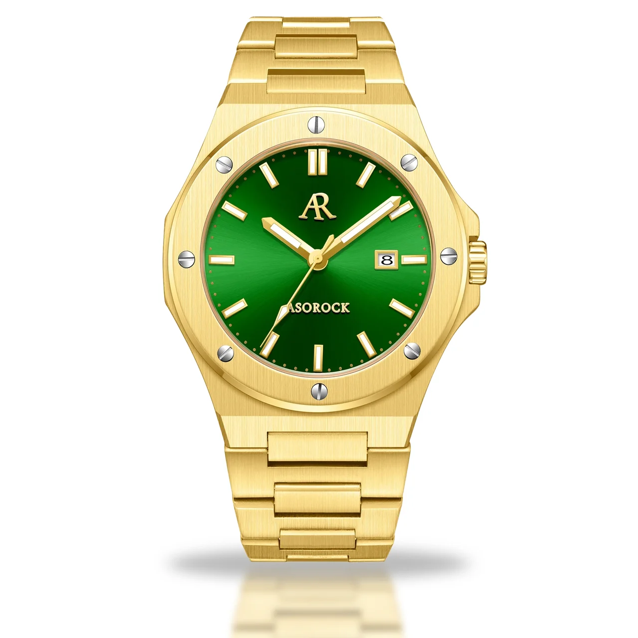 ASOROCK WATCHES Gold/Green Mansa 42 mm kol saati