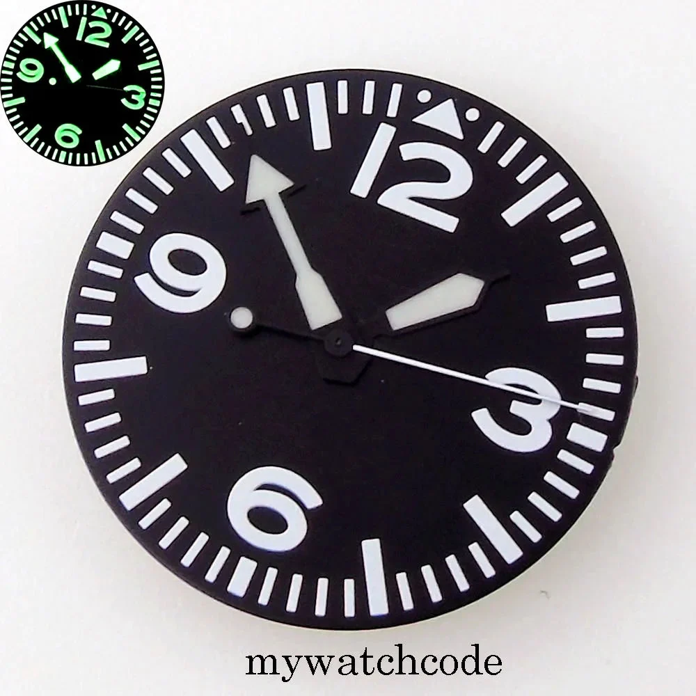 Tandorio Watches Logo/Sterile Watch Dial Face Hands Set Fit NH 35 NH 36 ET A2824 PT 5000 MIY OTA82 Series DG2813 Movement Green Luminous 14:200025551#only logo dial;200000046:201718821#For MIYOTA-82 DG 29 mm kol saati