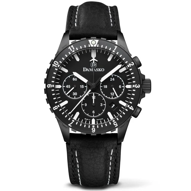 Damasko Black 42mm Chronograph with a Stopwatch plus 12-hour Totalizer #DC86 DC86BK kol sa