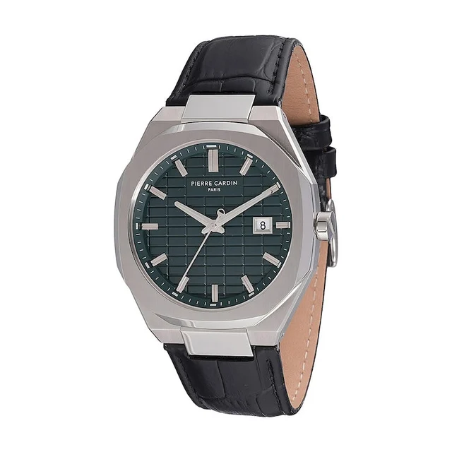 Elysee Maison 8 Checkers Men’s 42mm Stainless Steel Watch - Green Checkered Dial with Blac
