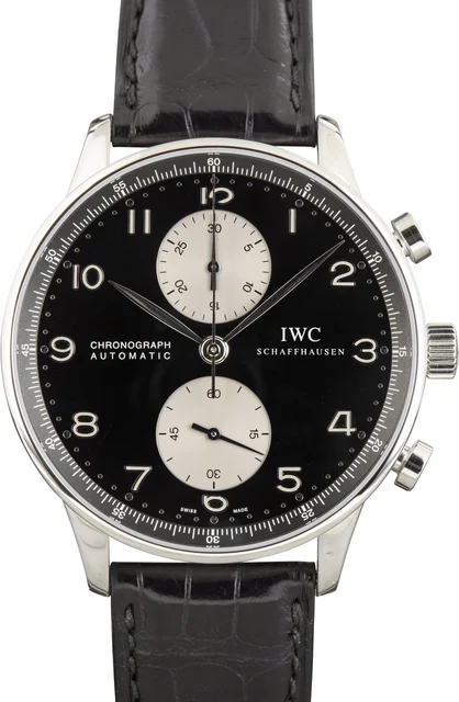 IWC Portuguese Ref IW371404 Black Dial kol saati