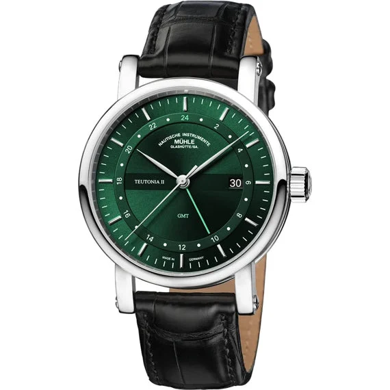 Muhle Glashutte Mühle Glashütte M1-33-96-LB Teutonia II GMT Green Dial kol saati