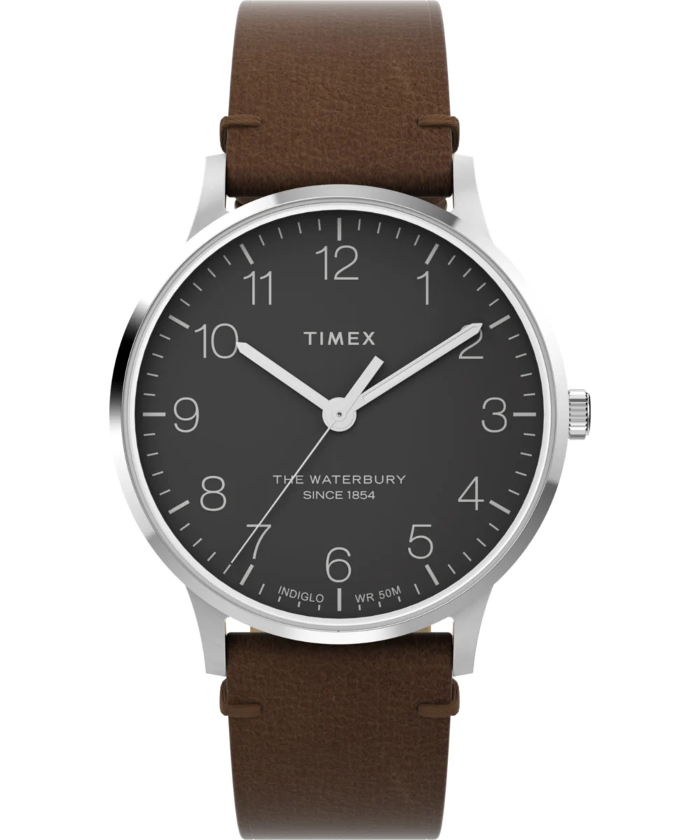 Timex Waterbury Classic 40mm Leather Strap Watch TW2Y06800 40 mm kol saati