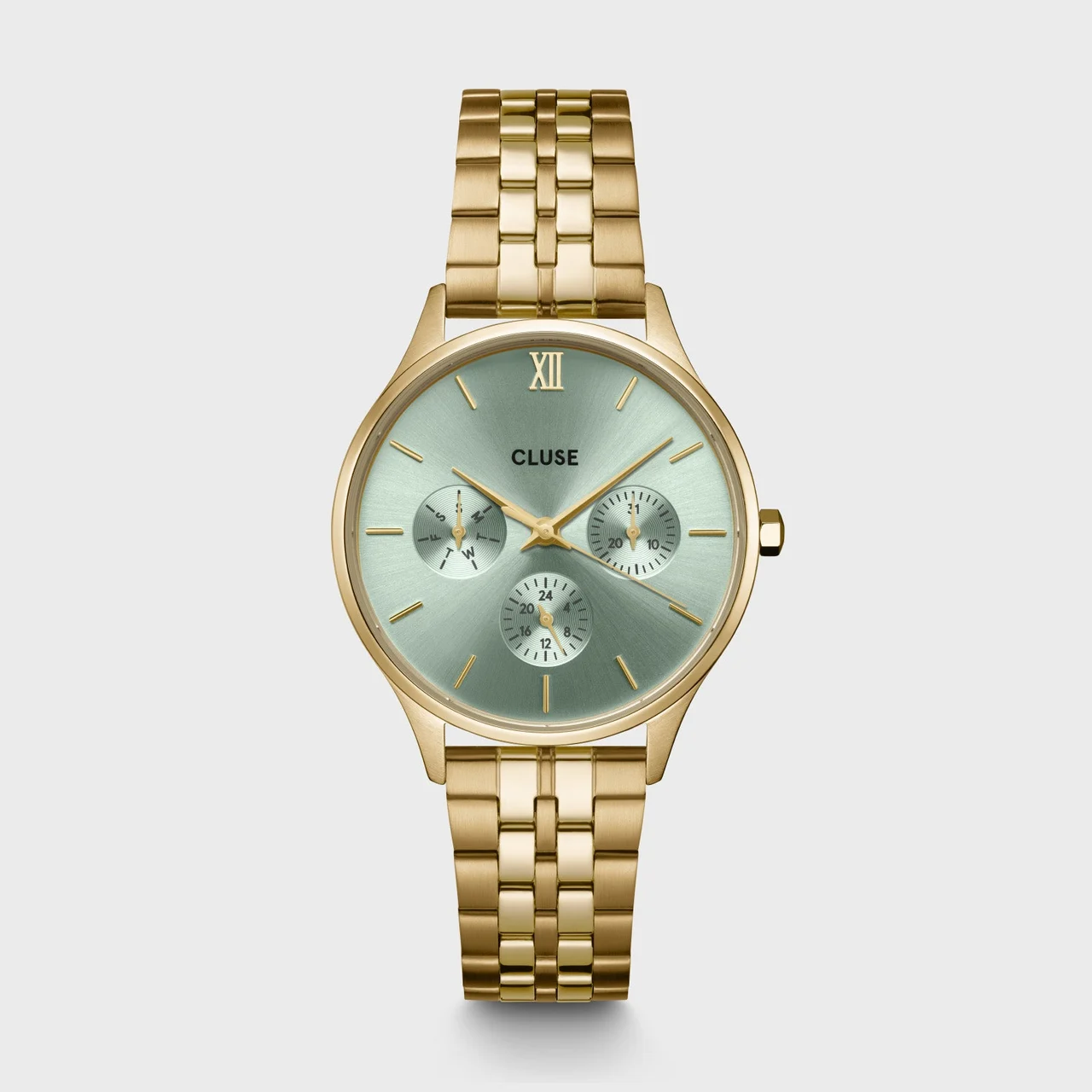 CLUSE Minuit Multifunction Watch Steel, Sage Green, Gold Colour CW10709 34 mm kol saati