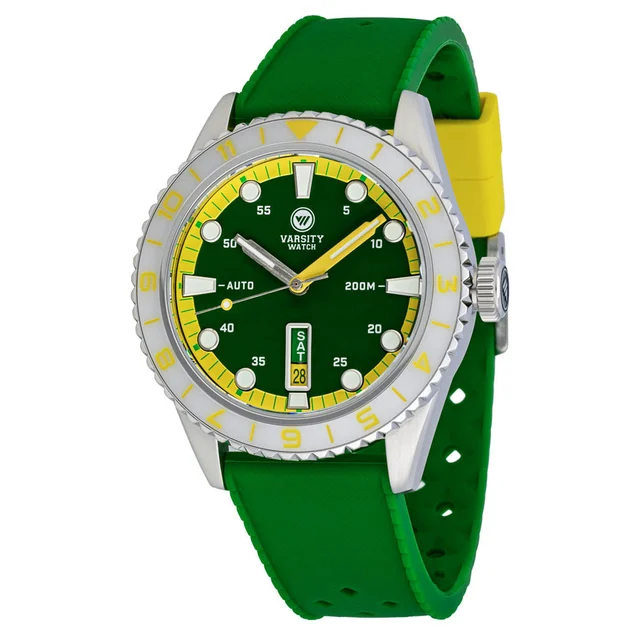 Varsity Watch Varsity Automatic Watch with Green Dial, Yellow and White Accents #VW-08 kol