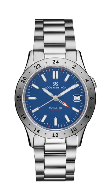 Sjöö Sandström Royal Steel Worldtimer 020449 kol saati