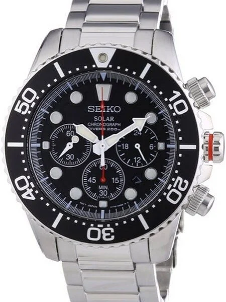 Seiko Solar Quartz Chronograph with Stop-Watch and 24-hour Sub-Dial #SSC015 kol saati