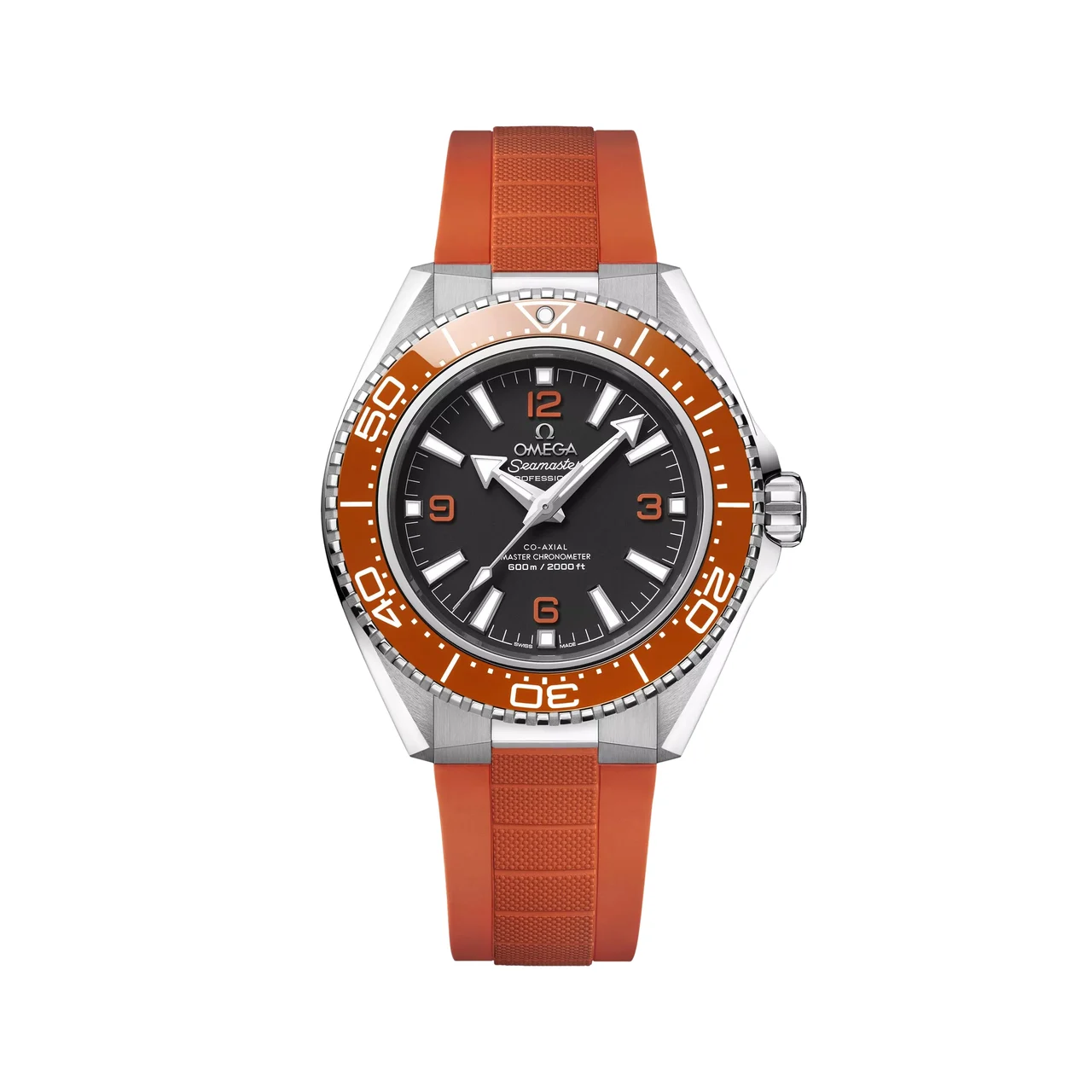 OMEGA Seamaster Planet Ocean 600M 42mm - Black and Orange on Orange Rubber Strap O21732422101004 42 mm kol saati