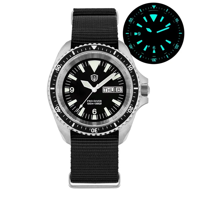 Watchdives Watchdives Watchdives- WD1980- - V3-银色壳-双日历- 黑尼龙 - 265 kol saati