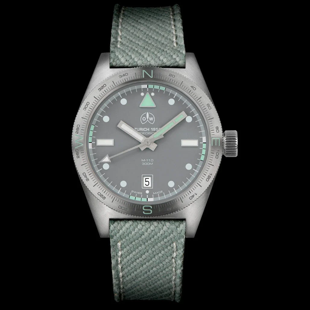 Ollech & Wajs Swiss Automatic M-110 Dive Watch with Compass Bezel #OW-M-110 kol saati