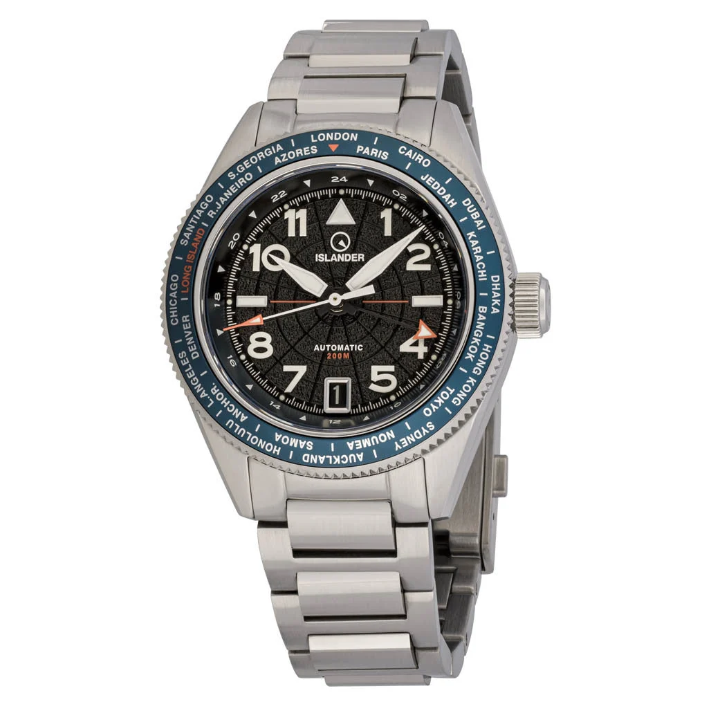 Islander Calabro GMT World Time Automatic Watch with Anthracite Dial #ISL-316 40 mm kol saati