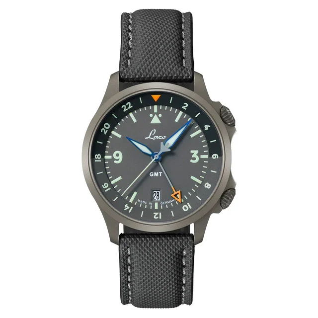 Laco Frankfurt GMT Automatic Watch with Grey Dial and Sapphire Crystal #862188 kol saati