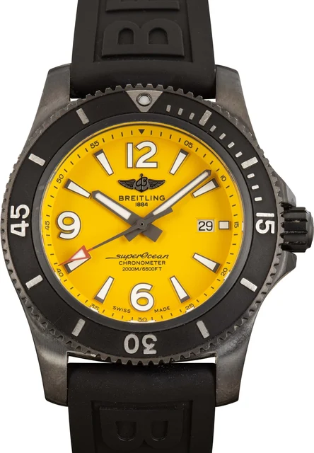 Breitling Yellow Dial Superocean Automatic 46 Black Steel M17368D71I1S1 kol saati