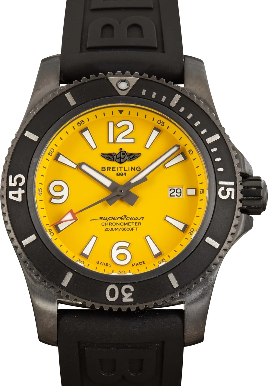 Breitling Yellow Dial Superocean Automatic 46 Black Steel M17368D71I1S1 kol saati
