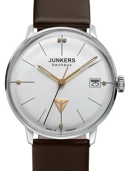 Junkers Bauhaus Swiss Quartz Watch with Domed Hesalite Crystal #6073-4 kol saati