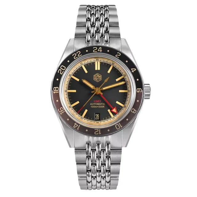 San Martin Watches San Martin Automatic GMT Dive Watch with Aged Dial #SN0116-B kol saati