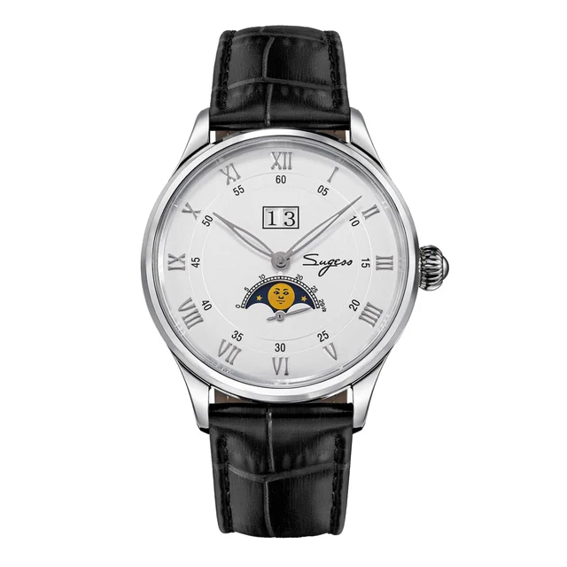 Sugess MoonPhase Master S437-2 Moon Phase Automatic Stainless Steel Case White Dial moonph