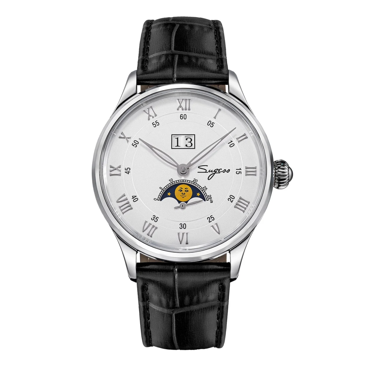 Sugess MoonPhase Master S437-2 Moon Phase Automatic Stainless Steel Case White Dial moonphase-master-s437-2-moon-phase-automatic-stainless-steel-case-white-dial 49 mm kol saati