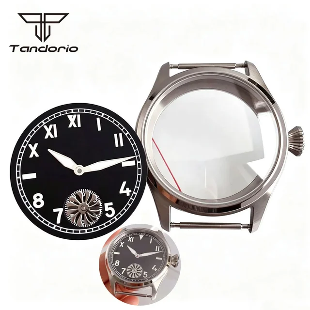 Tandorio Watch case ST3621 42mm Manual Winding Pilot+37mm Dial Set Sapphire Transparent Ba