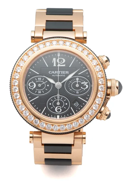 Cartier CARTIER, REF. 3079, PASHA SEATIMER CHRONOGRAPH, PINK GOLD AND DIAMONDS kol saati